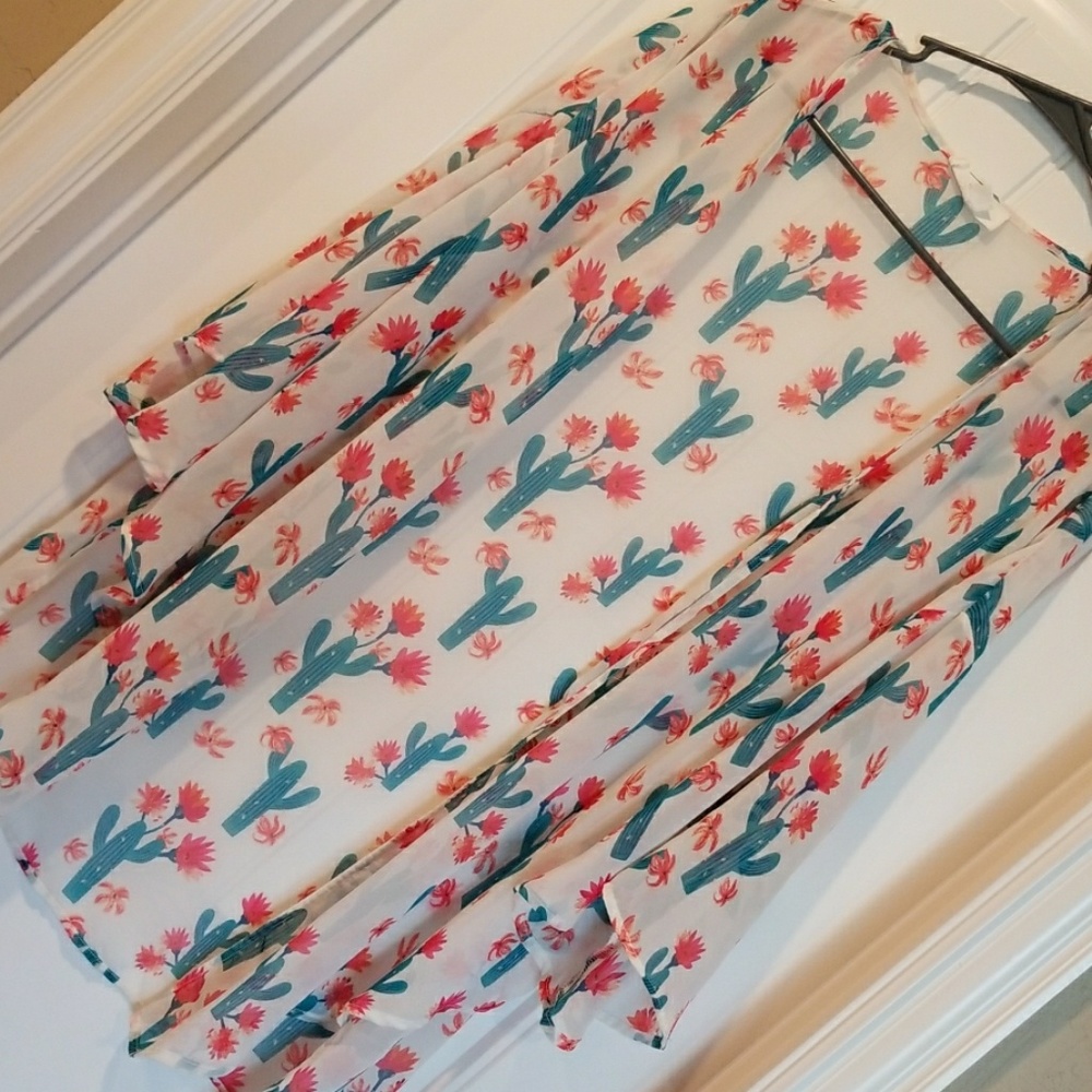 Floral cactus kimono